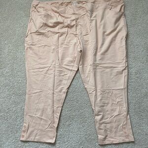 D & Co Women Size 5x Pull Up Knit Cropped Pale Pink French Terry Joggers a391932